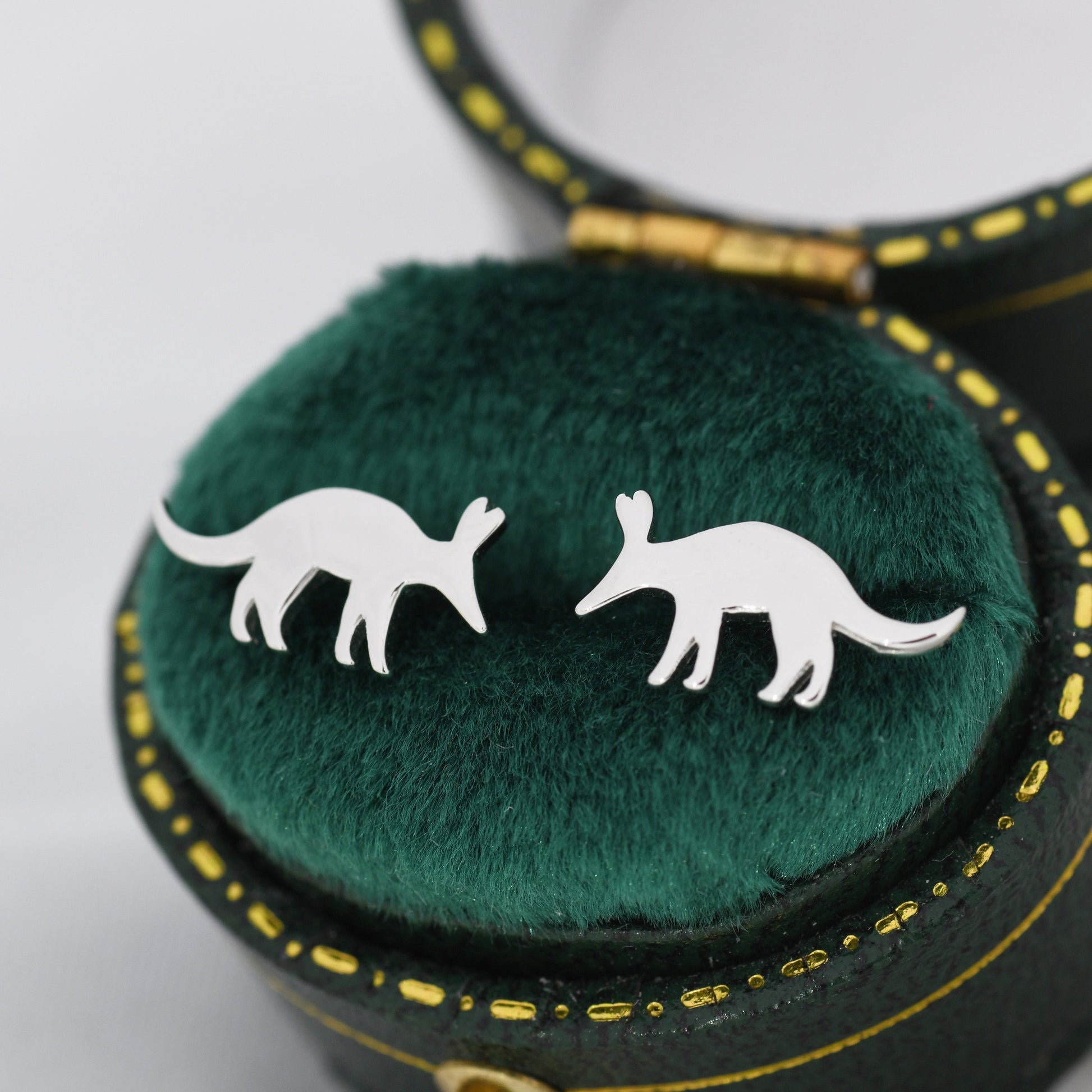 Aardvark Stud Earrings in Sterling Silver, Silver or Gold, Nature Inspired Animal Design