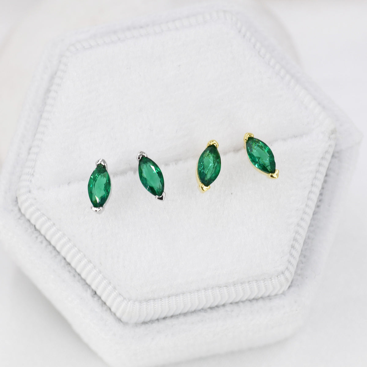 Emerald Green Marquise CZ Stud Earrings