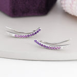 Ombre Amethyst Purple CZ Crawler Earrings in Sterling Silver, Silver or Gold, Gradient Colour Ear Crawlers, February Birthstone Ear Climbers