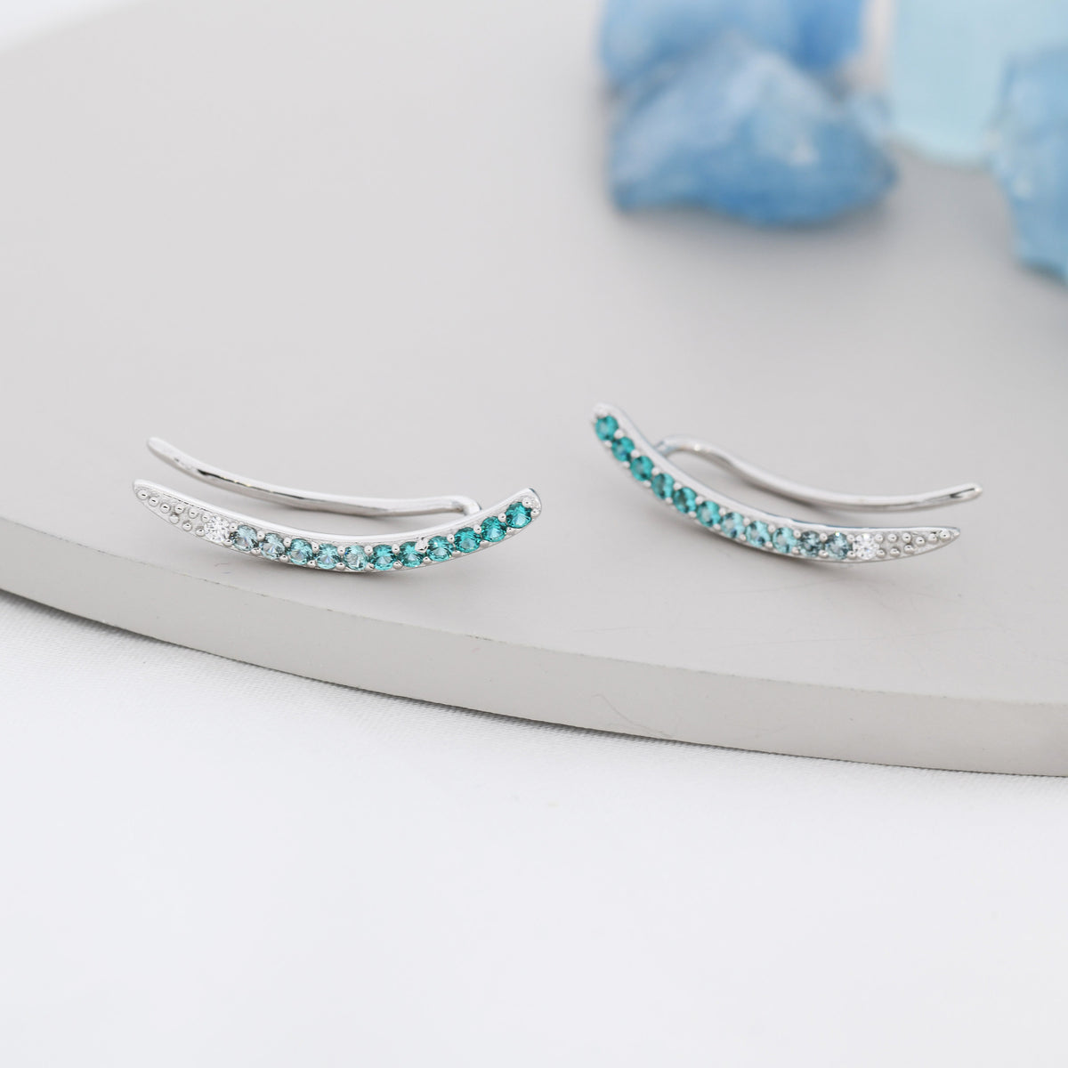 Green Ombre CZ Crawler Earrings