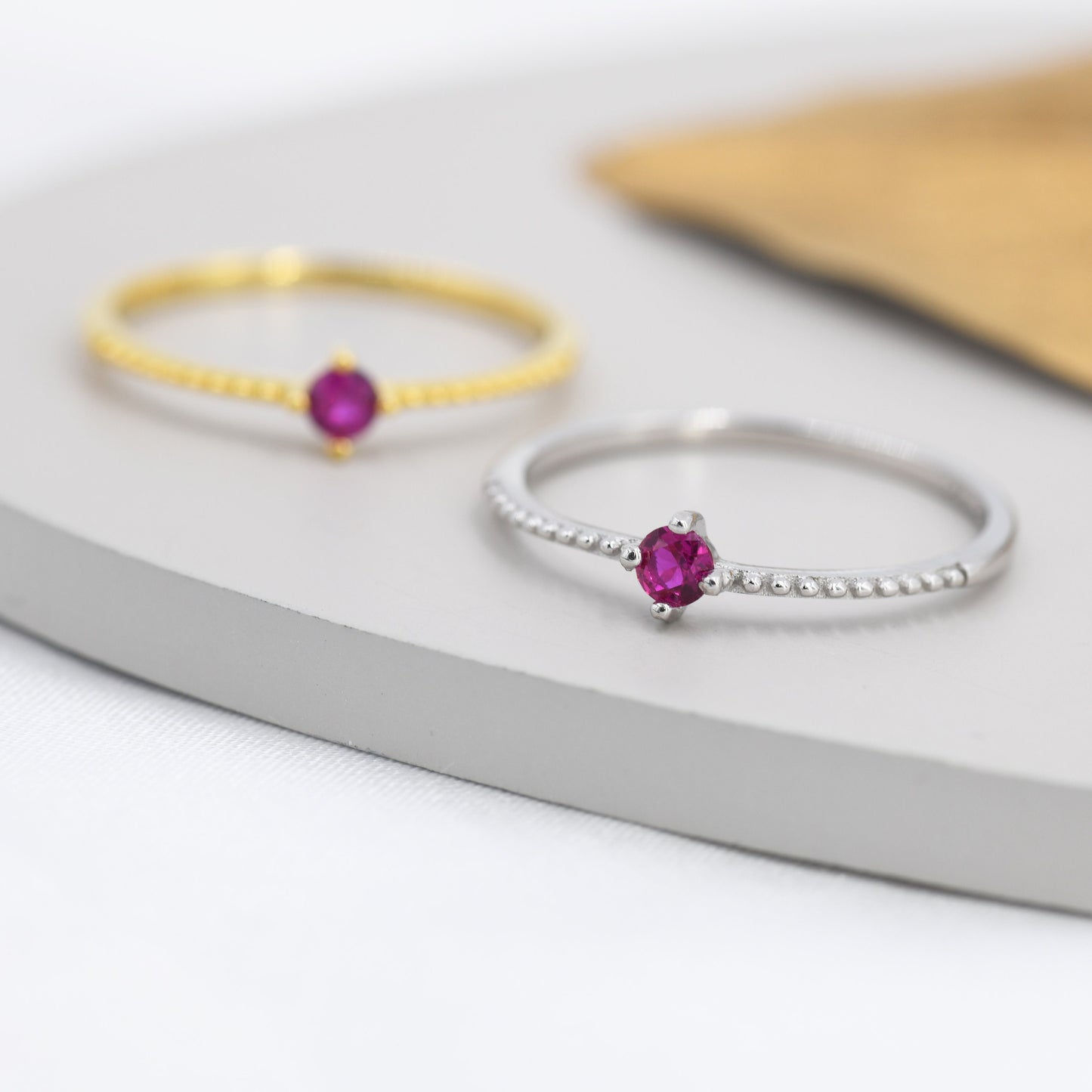 July Birthstone Ruby Red CZ Ring in Sterling Silver, Silver or Gold, Delicate Stacking Ring, Pink CZ Skinny Band, Size US 6 - 8