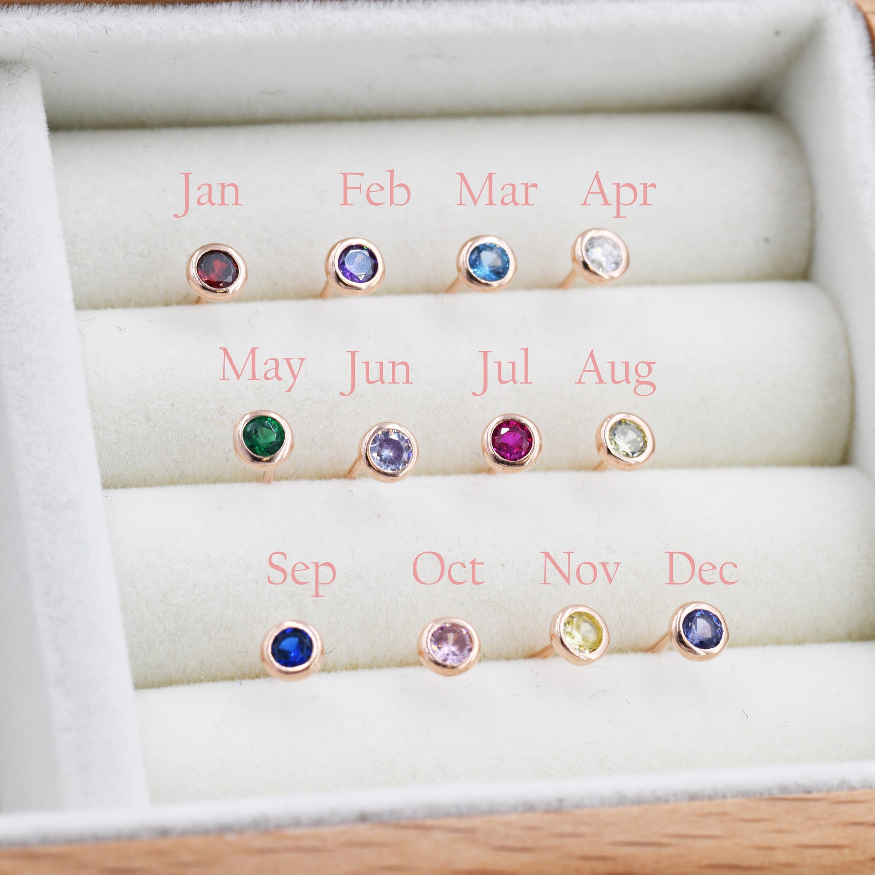 Sterling Silver Tiny Birthstone Stud Earrings, 4mm Birthstone CZ Earrings, Silver, Gold or Rose Gold, Stacking Earrings