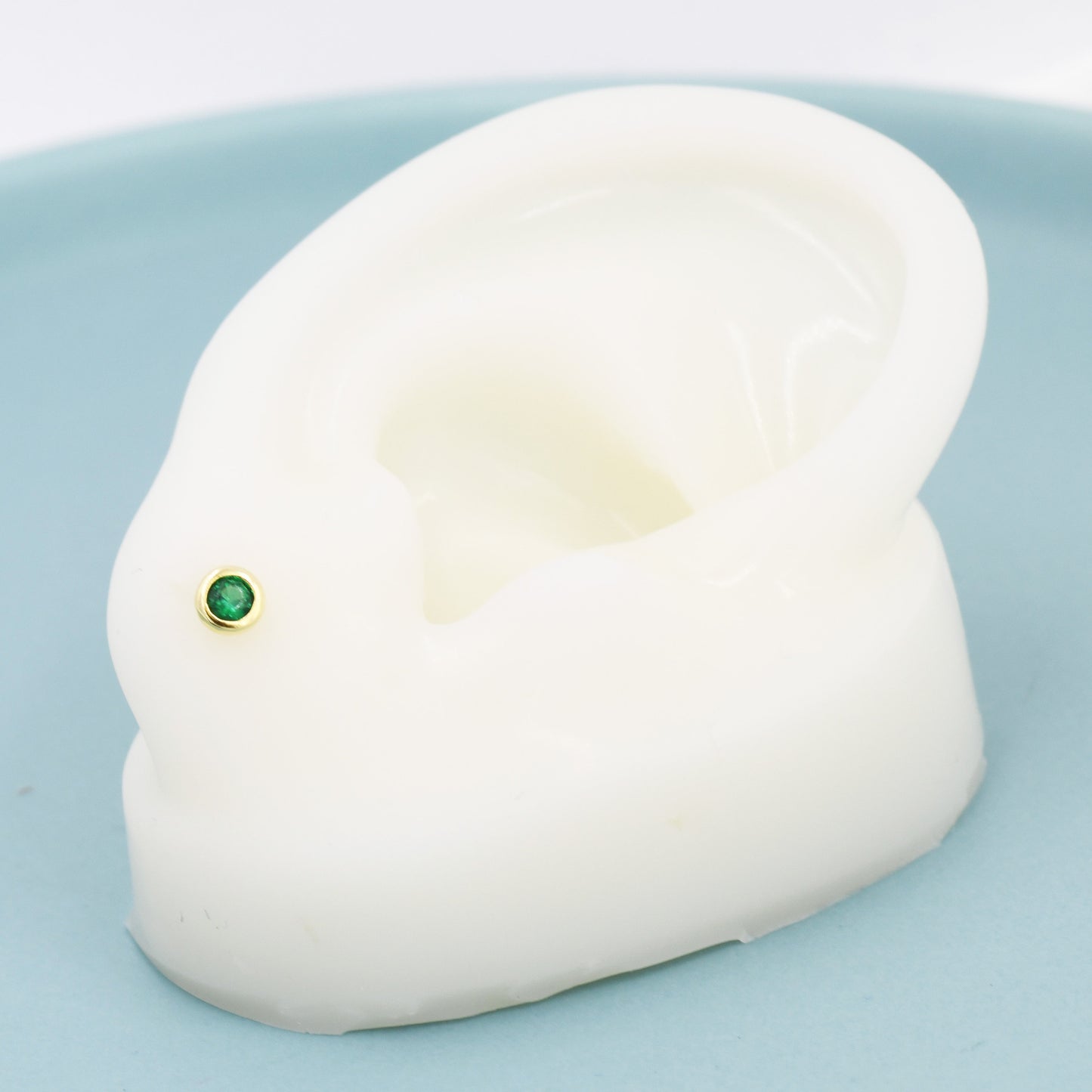 Sterling Silver Tanzanite Blue CZ Stud Earrings, 4mm December Birthstone CZ Earrings, Silver, Gold or Rose Gold, Stacking Earrings