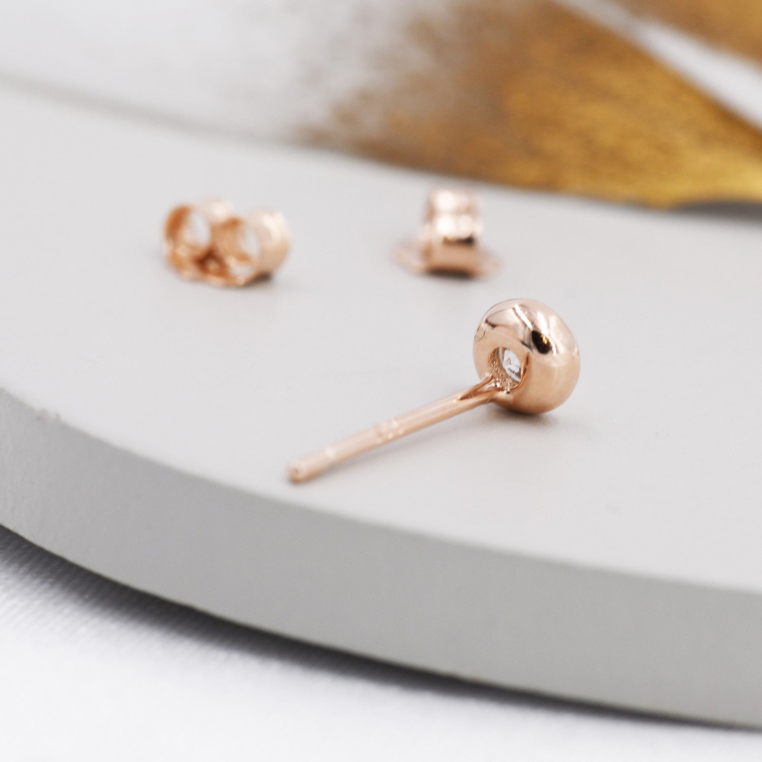 Sterling Silver Sapphire Blue CZ Stud Earrings, 4mm September Birthstone CZ Earrings, Silver, Gold or Rose Gold, Stacking Earrings