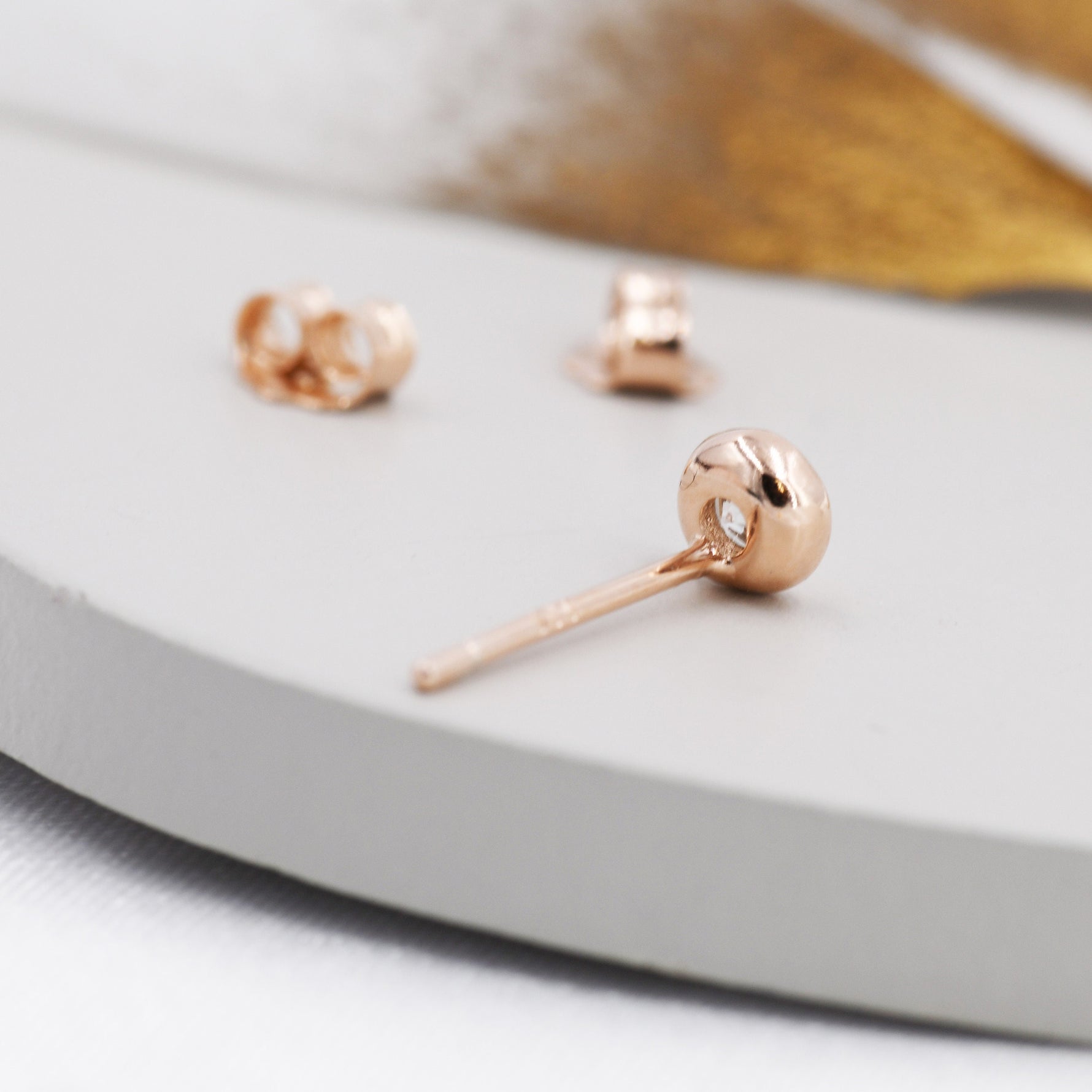Sterling Silver Sapphire Blue CZ Stud Earrings, 4mm September Birthstone CZ Earrings, Silver, Gold or Rose Gold, Stacking Earrings