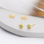 Sterling Silver Citrine Yellow CZ Stud Earrings, 4mm November Birthstone CZ Earrings, Silver, Gold or Rose Gold, Stacking Earrings