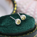 Sterling Silver Citrine Yellow CZ Stud Earrings, 4mm November Birthstone CZ Earrings, Silver, Gold or Rose Gold, Stacking Earrings