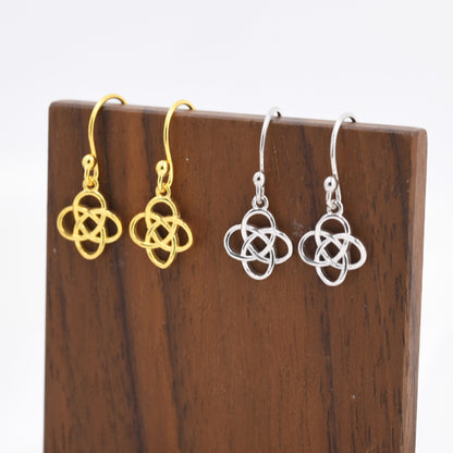 Celtic Knot Drop Hook Earrings in Sterling Silver, Silver or Gold, Knot Earrings