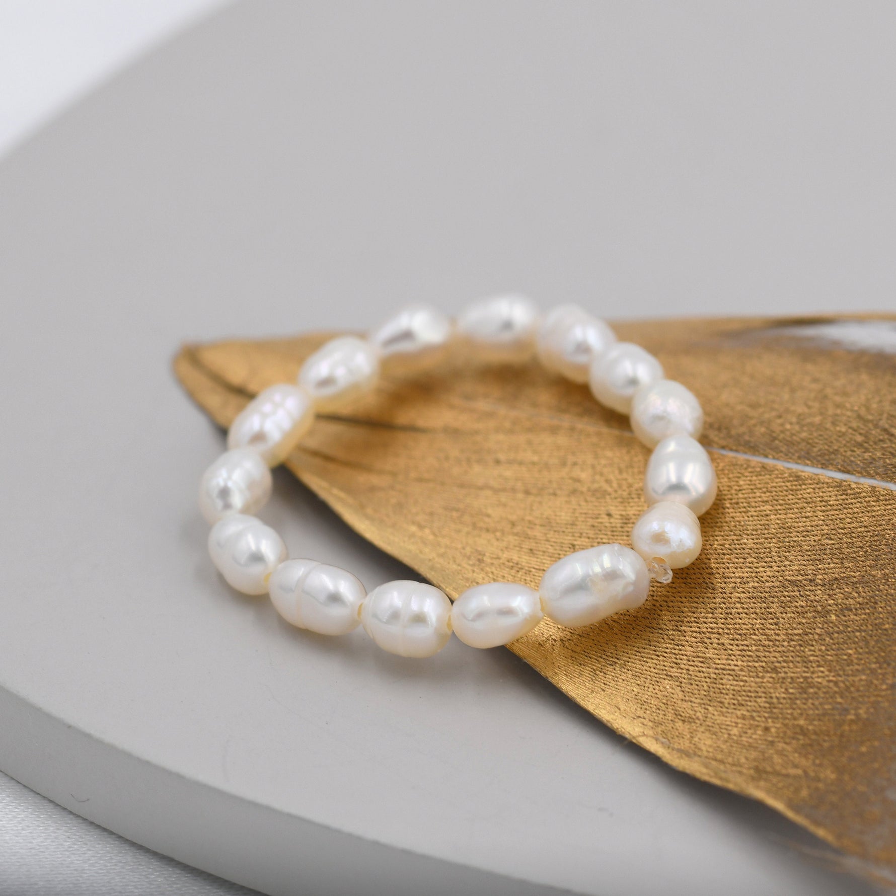 Baroque Pearl Elastic Ring, Genuine Fresh Water Pearls, Natural Pearl Ring, Keshi Pearl Ring, Infinity Ring