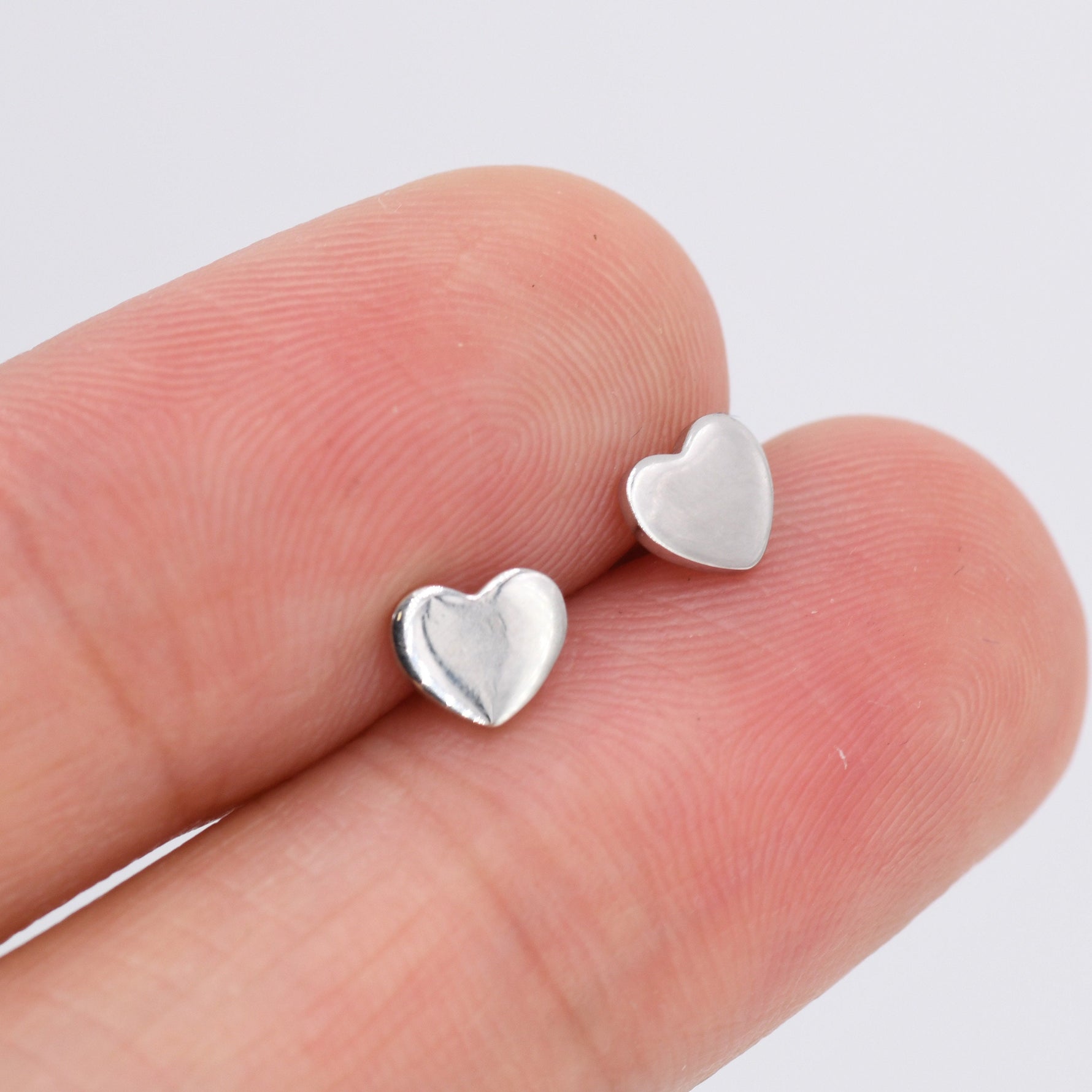 Heart Screwback Earrings in Sterling Silver, Dainty Heart Screw Back Stacking Earrings, Barbell Earrings, Piercing Earrings