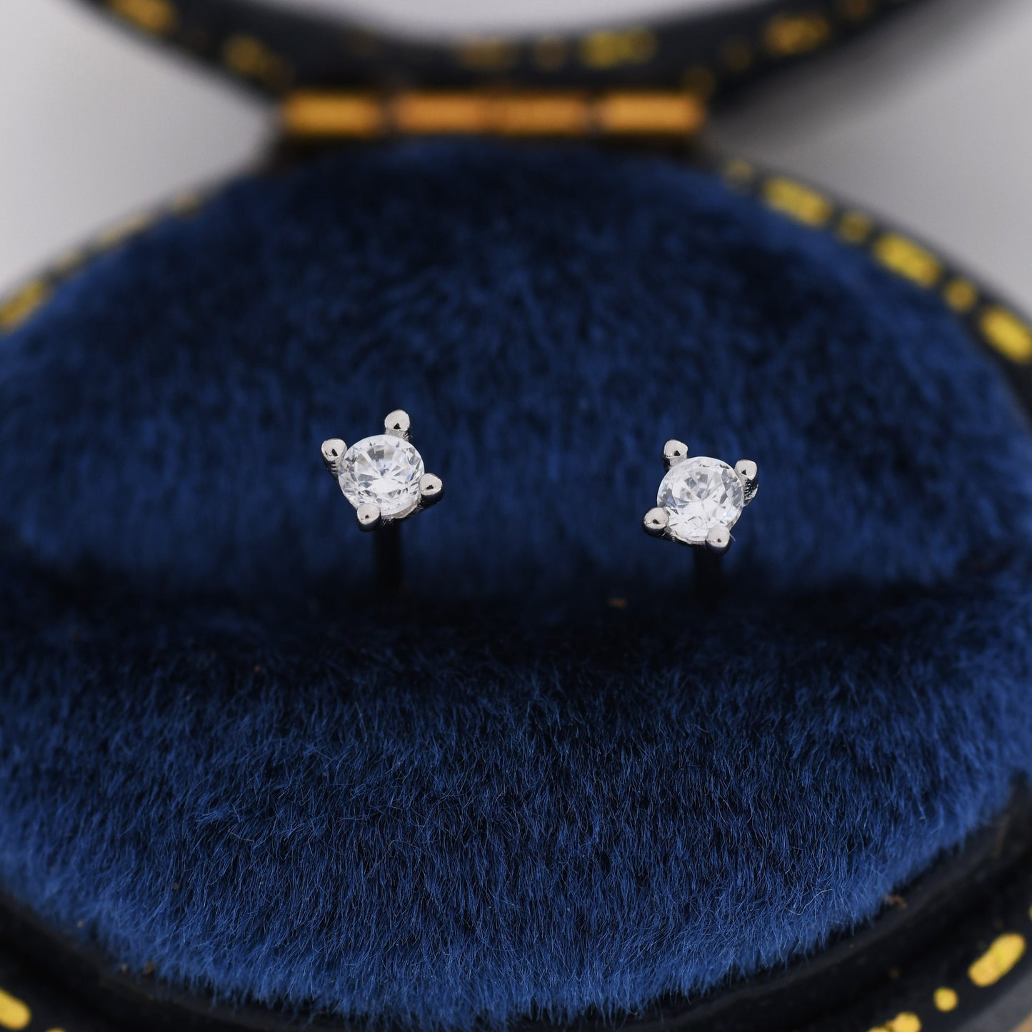 Extra Tiny CZ Stud Earrings in Sterling Silver, Barely Visible Stud Earrings, 2mm Crystal Earrings, Tiny Crystal Earrings