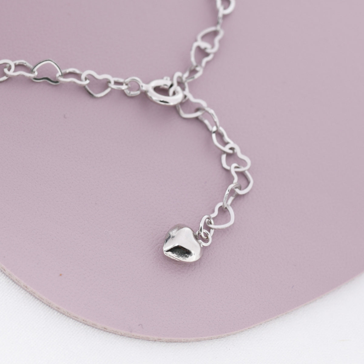 Heart Link Bracelet in Sterling Silver, Delicate Heart Infinity Bracelet, Silver or Gold, Heart Chain, Heart Charm Bracelet