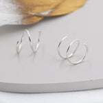 Minimalist Spiral Hoop Earrings in Sterling Silver, Single Piercing Spiral Hoop Earrings, Double Hoop Twist Earrings