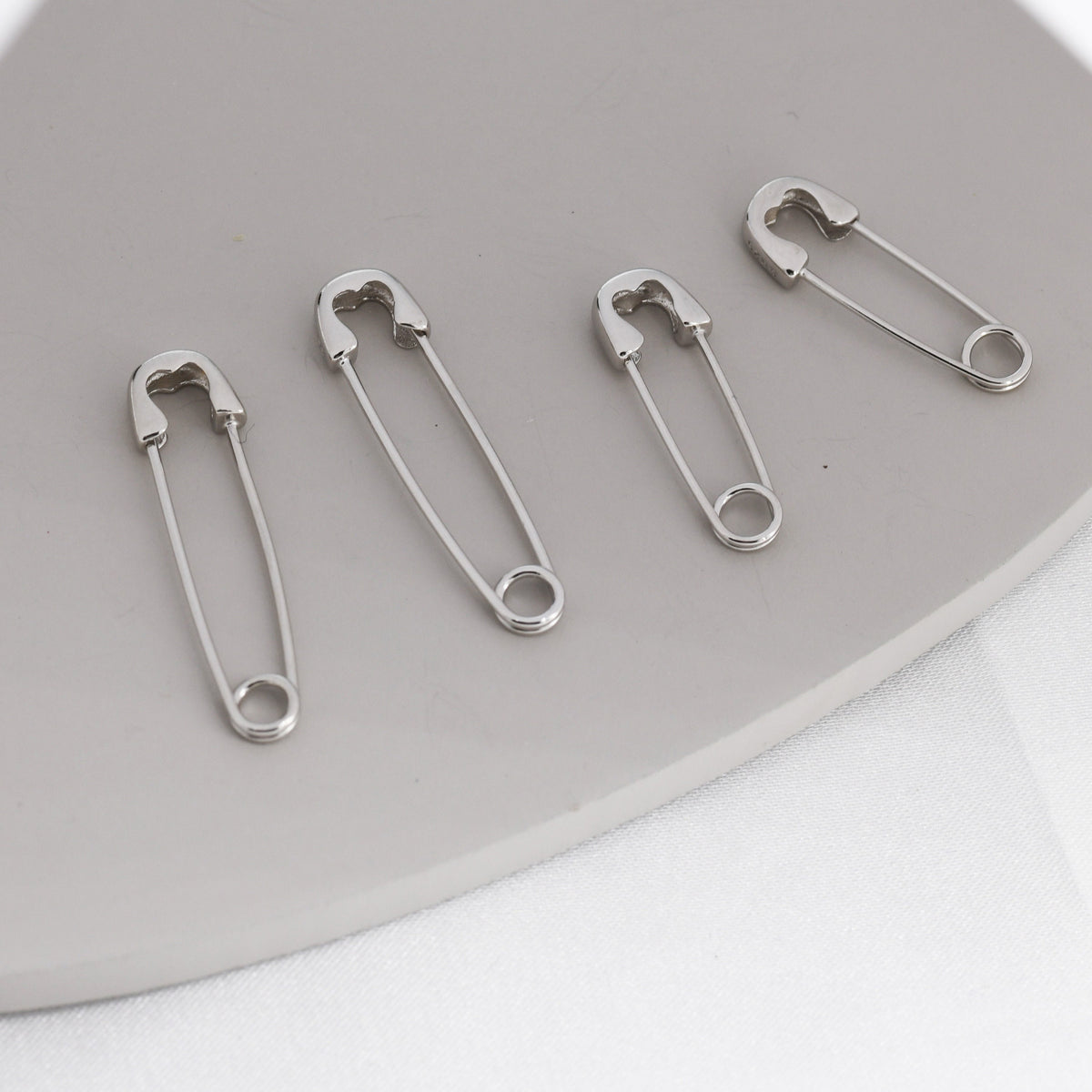 Safety Pin Hoop Earrings in Sterling Silver, Available in 3 Sizes, Safety Pin Earrings, Silver or Gold
