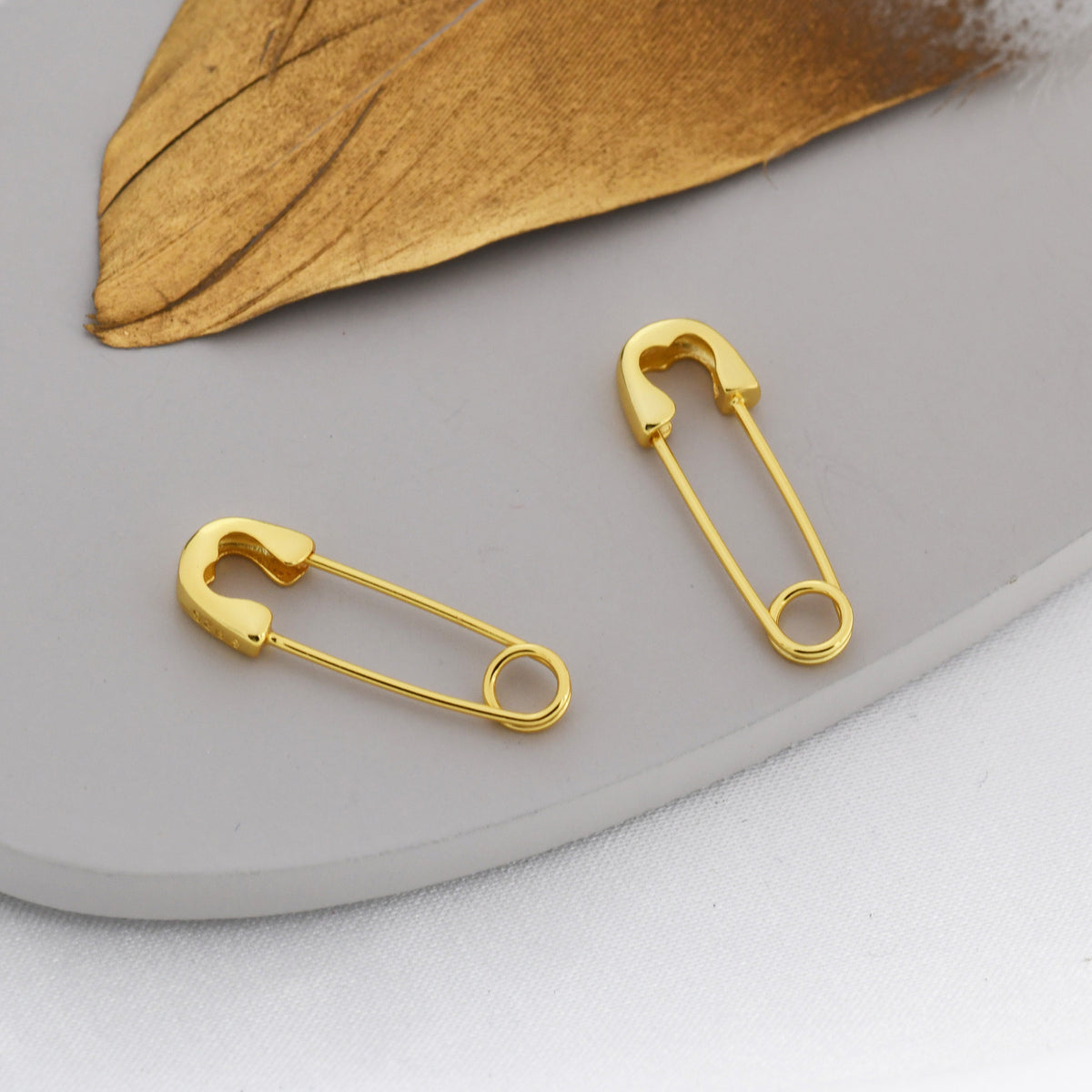 Safety Pin Hoop Earrings in Sterling Silver, Available in 3 Sizes, Safety Pin Earrings, Silver or Gold