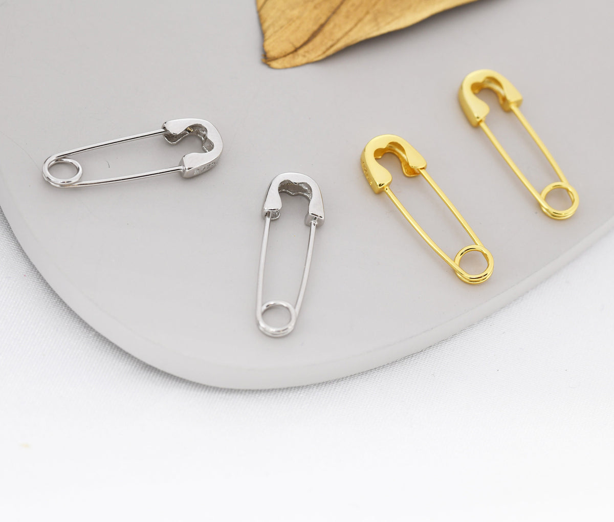 Safety Pin Hoop Earrings in Sterling Silver, Available in 3 Sizes, Safety Pin Earrings, Silver or Gold