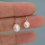 Genuine Fresh Water Pearl Threader Earrings in Sterling Silver, Natural Drop Pearl Ear Threaders