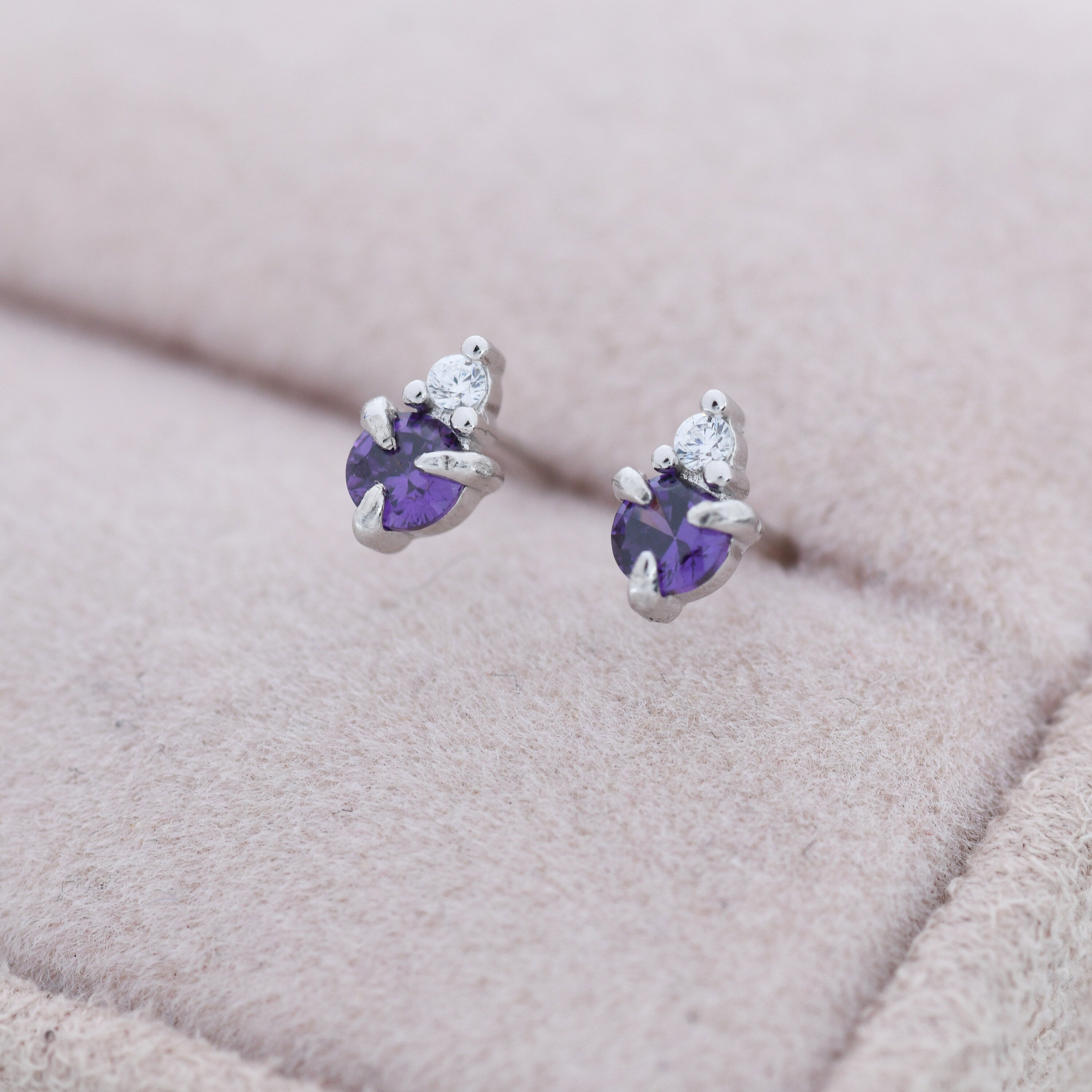 Genuine Amethyst Purple Stone high quality 925 Sterling Silver Studs, Amethyst Stud Earrings, Silver Stud Earrings, February Birthstone, Gemstone Earring