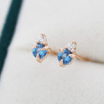 Sterling Silver Aquamarine Blue Stud Earrings, 3mm March Birthstone CZ Earrings, Silver, Gold or Rose Gold, Stacking Earrings
