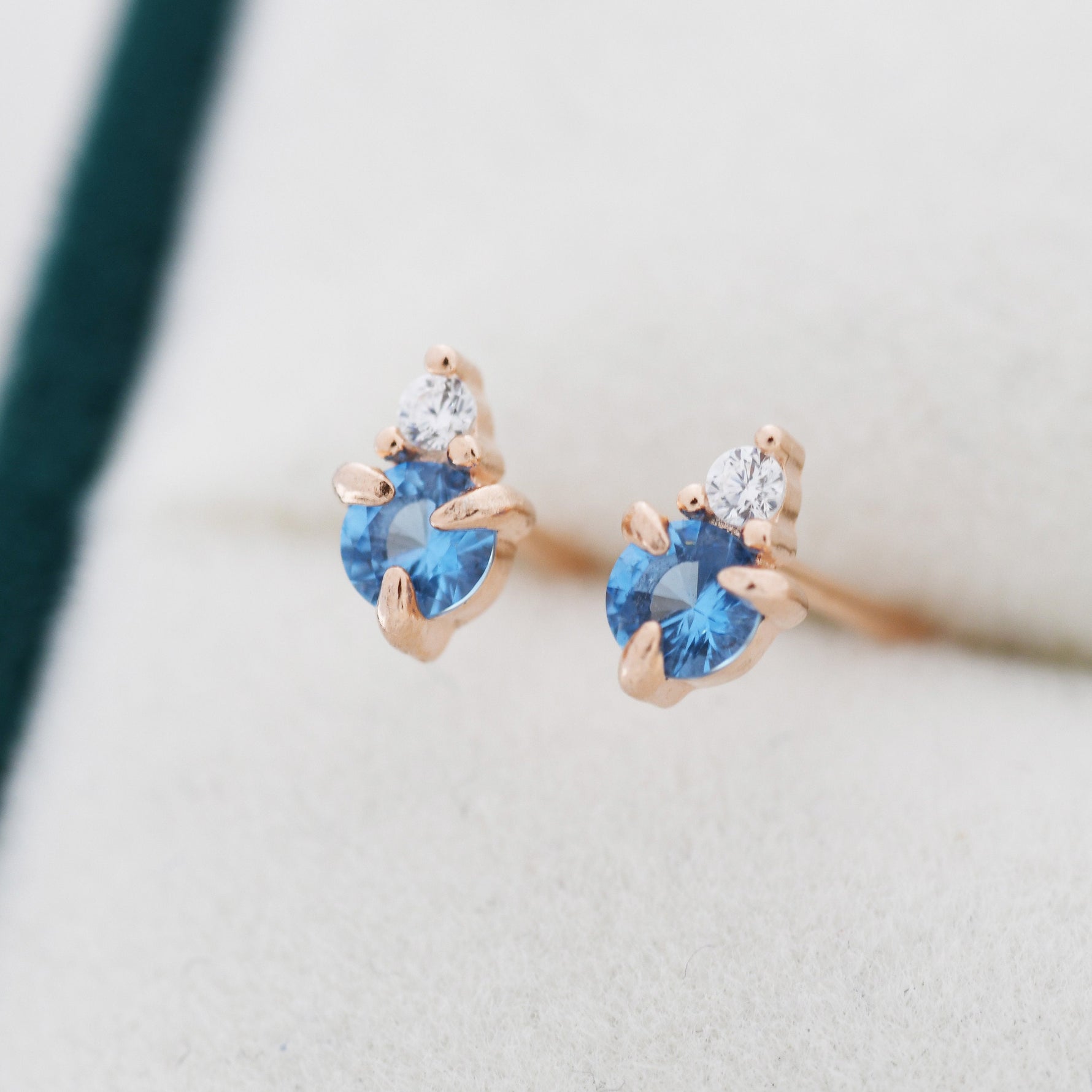 Sterling Silver Aquamarine Blue Stud Earrings, 3mm March Birthstone CZ Earrings, Silver, Gold or Rose Gold, Stacking Earrings