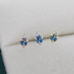 Sterling Silver Aquamarine Blue Stud Earrings, 3mm March Birthstone CZ Earrings, Silver, Gold or Rose Gold, Stacking Earrings