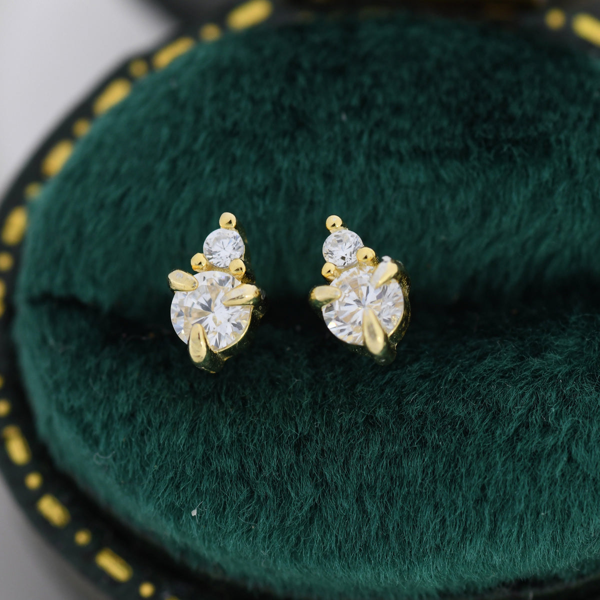 Sterling Silver Diamond CZ Stud Earrings, 3mm April Birthstone CZ Earrings, Silver, Gold or Rose Gold, Stacking Earrings