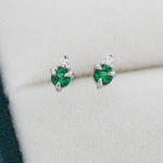 Sterling Silver Emerald Green CZ Stud Earrings, 3mm May Birthstone CZ Earrings, Silver, Gold or Rose Gold, Stacking Earrings