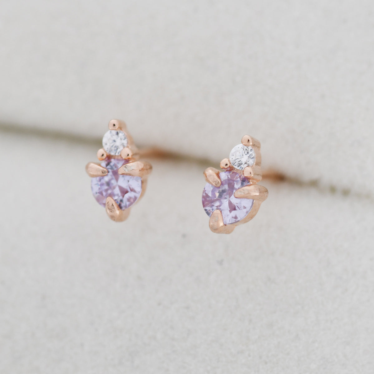 Sterling Silver Alexandrite Blue Purple CZ Stud Earrings, 3mm June Birthstone CZ Earrings, Silver, Gold or Rose Gold, Stacking Earrings
