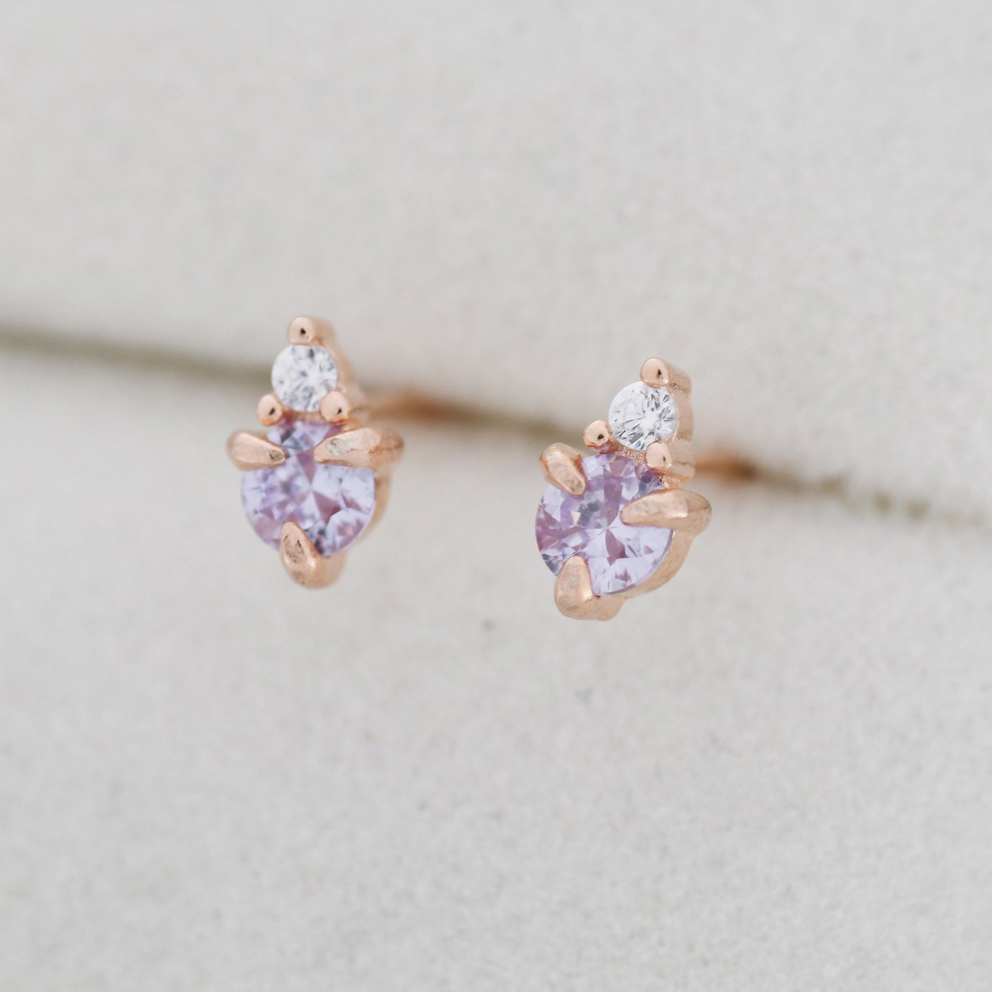 Sterling Silver Alexandrite Blue Purple CZ Stud Earrings,  3mm June Birthstone CZ Earrings, Silver, Gold or Rose Gold, Stacking Earrings