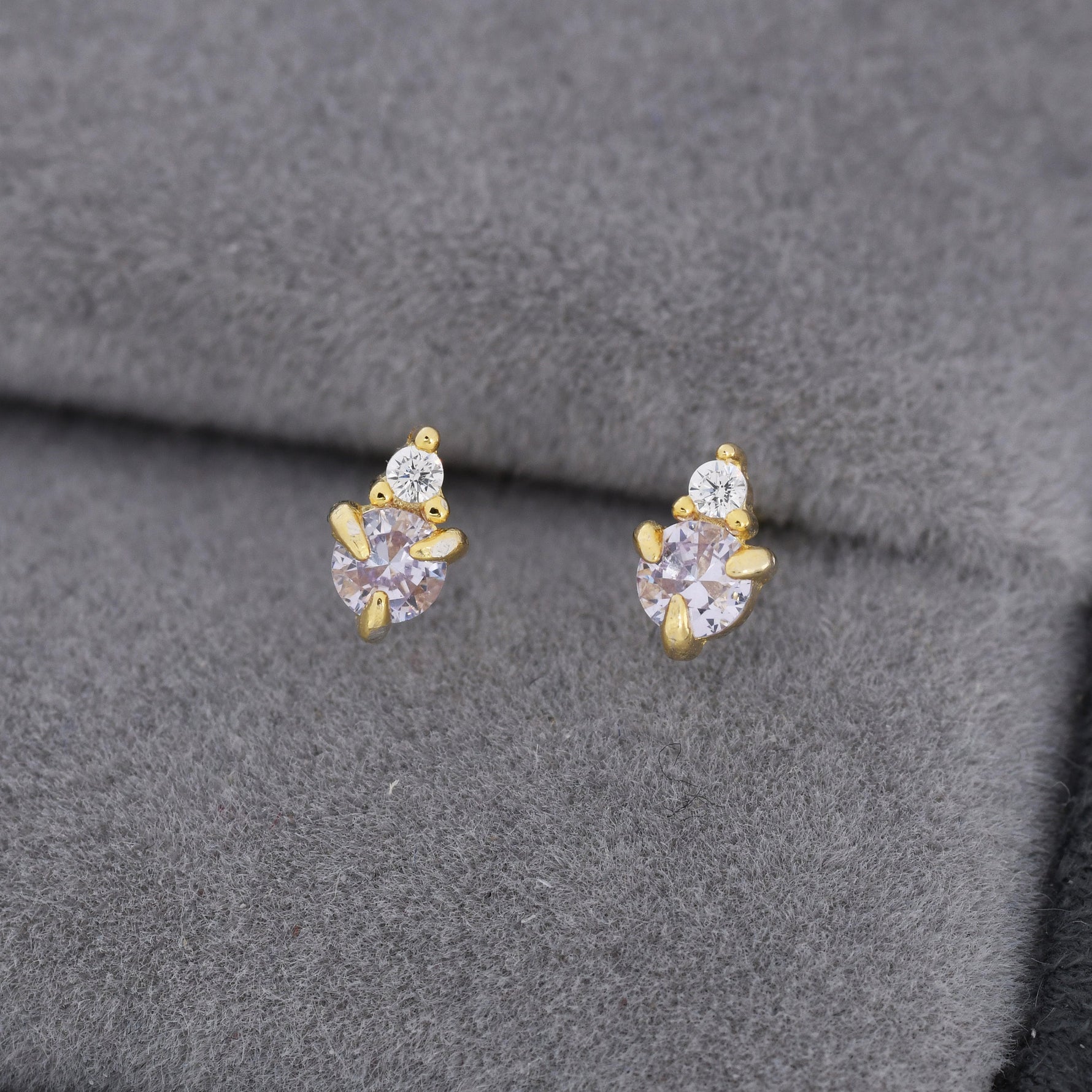Sterling Silver Alexandrite Blue Purple CZ Stud Earrings, 3mm June Birthstone CZ Earrings, Silver, Gold or Rose Gold, Stacking Earrings