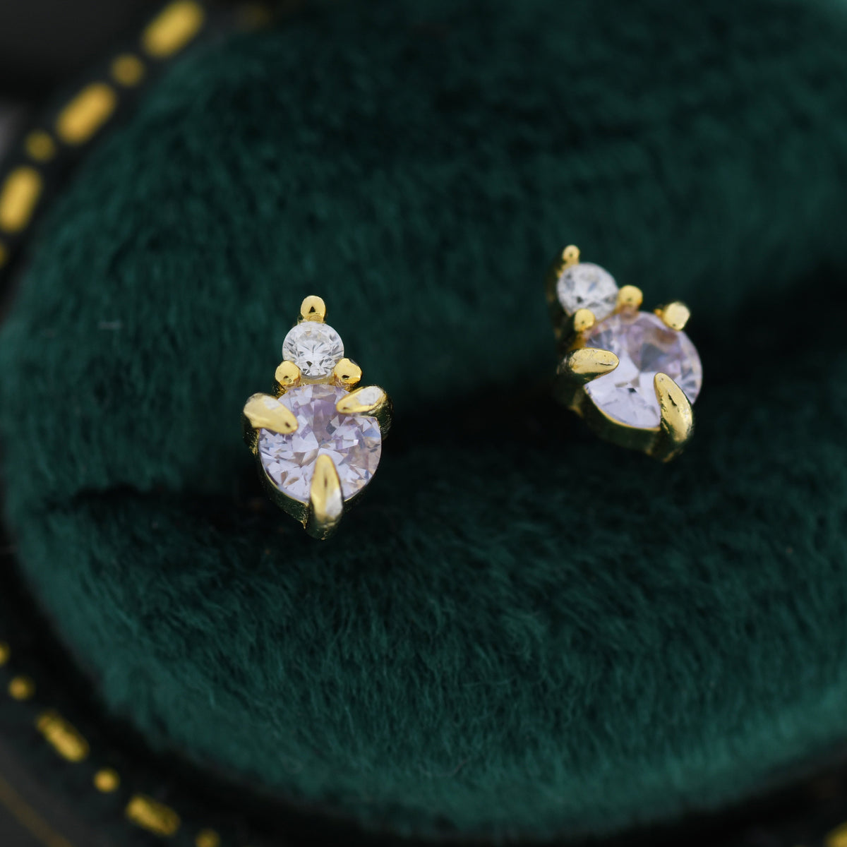 Sterling Silver Alexandrite Blue Purple CZ Stud Earrings, 3mm June Birthstone CZ Earrings, Silver, Gold or Rose Gold, Stacking Earrings