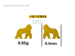 Gorilla Stud Earrings in Sterling Silver, Silver or Gold, Gorilla Earrings, Nature Inspired Animal Earrings