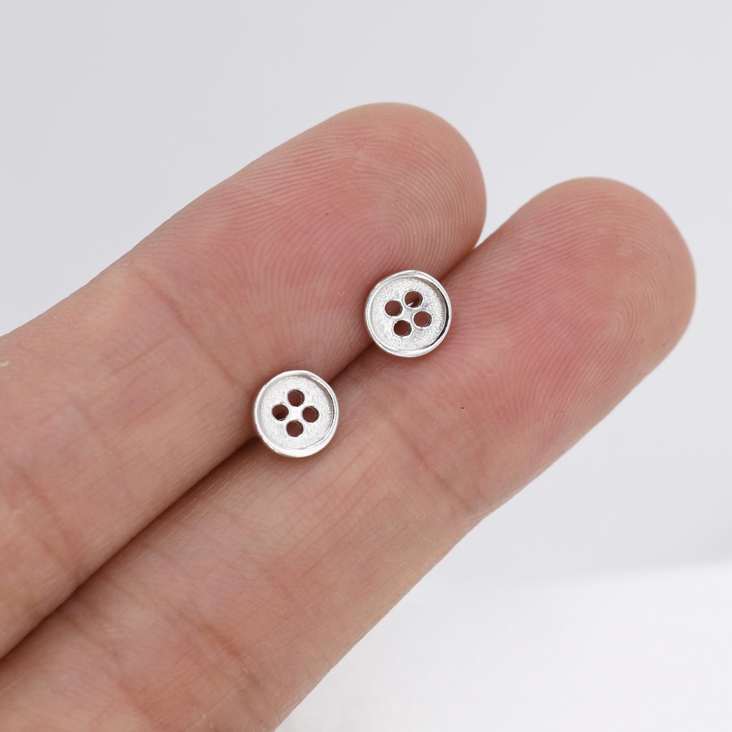 Tiny Button Stud Earrings in Sterling Silver, Silver, Gold or Rose Gold, Dainty Earrings