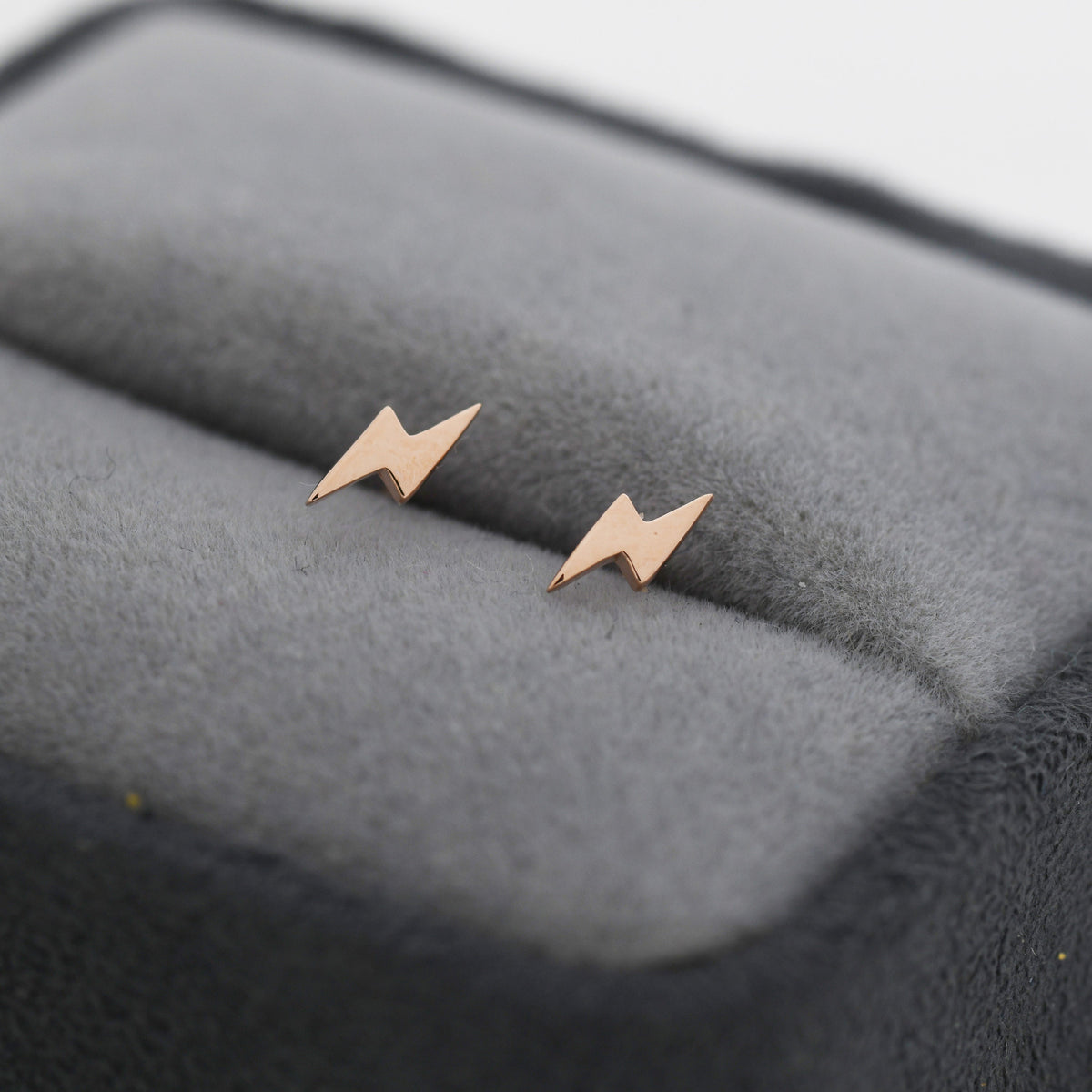 Extra Tiny Lightning Bolt Stud Earrings in Sterling Silver, Silver, Gold and Black, Barely Visible Earrings, Cute and Fun