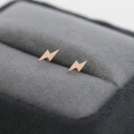 Extra Tiny Lightning Bolt Stud Earrings in Sterling Silver, Silver, Gold and Black, Barely Visible Earrings, Cute and Fun