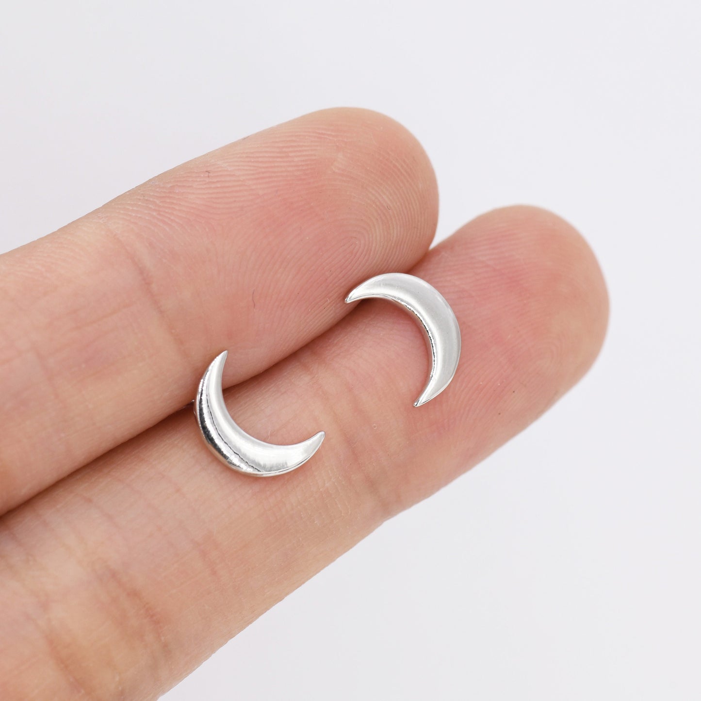 Crescent Moon Stud Earrings in Sterling Silver, Moon Earrings, New Moon Earrings, Celestial Jewellery