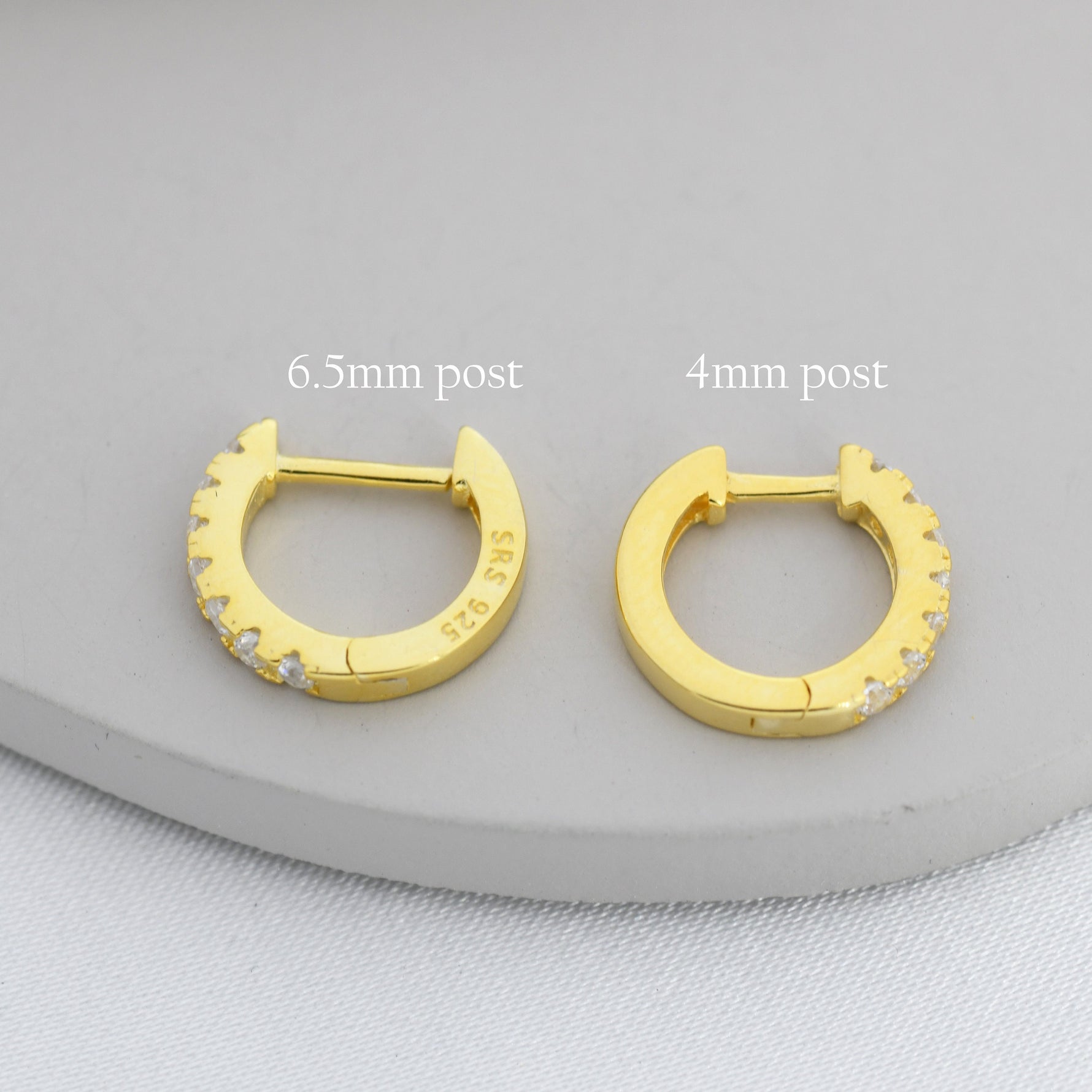 Amethyst Purple Ombre CZ Huggie Hoops in Sterling Silver, Silver or Gold, Minimalist Hoop Earrings, 8mm Hoops, cartilage hoops, Gradient