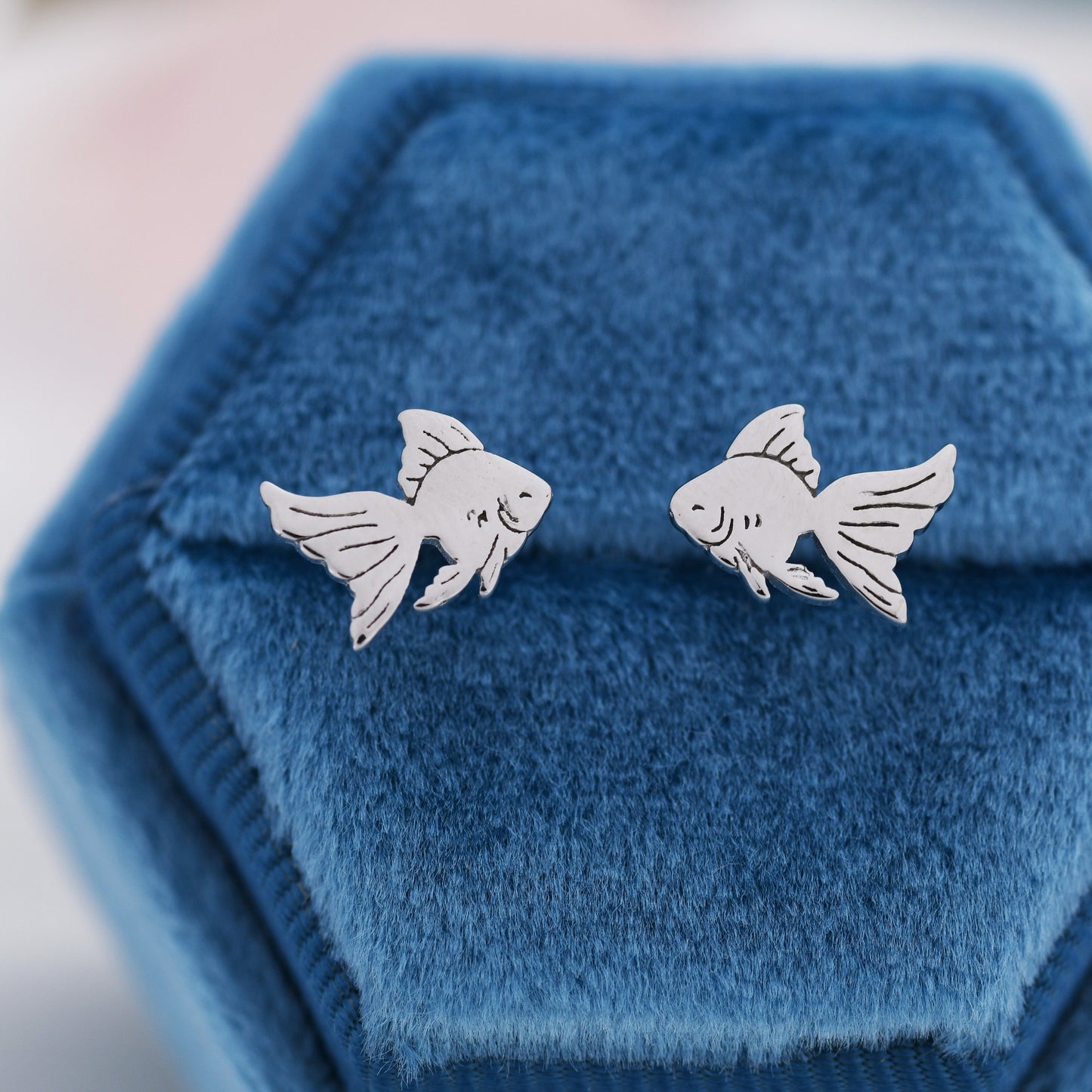 Goldfish Stud Earrings in Sterling Silver, Silver or Gold, Fish Earrings, Nature Inspired Animal Earrings