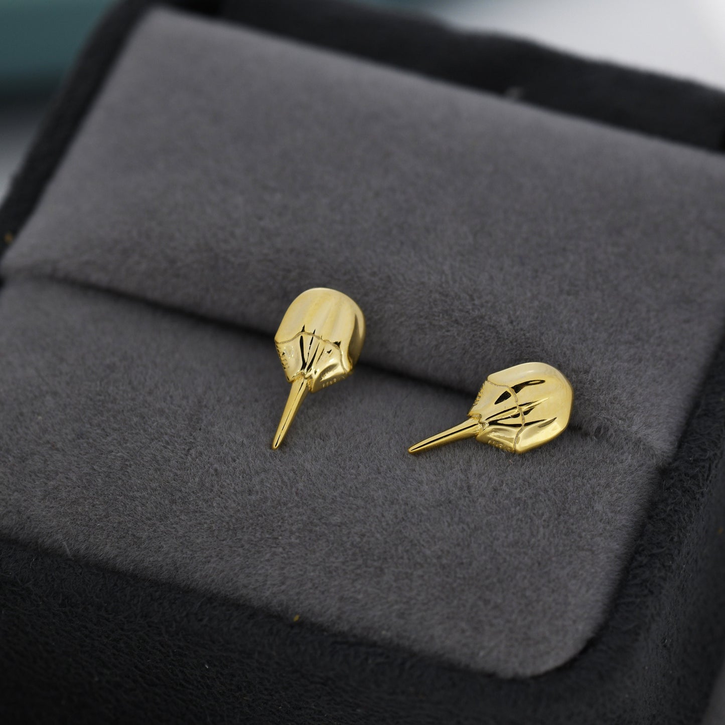 Horseshoe Crab Stud Earrings in Sterling Silver, Silver or Gold, Ocean Animal, Nature Inspired Animal Earrings