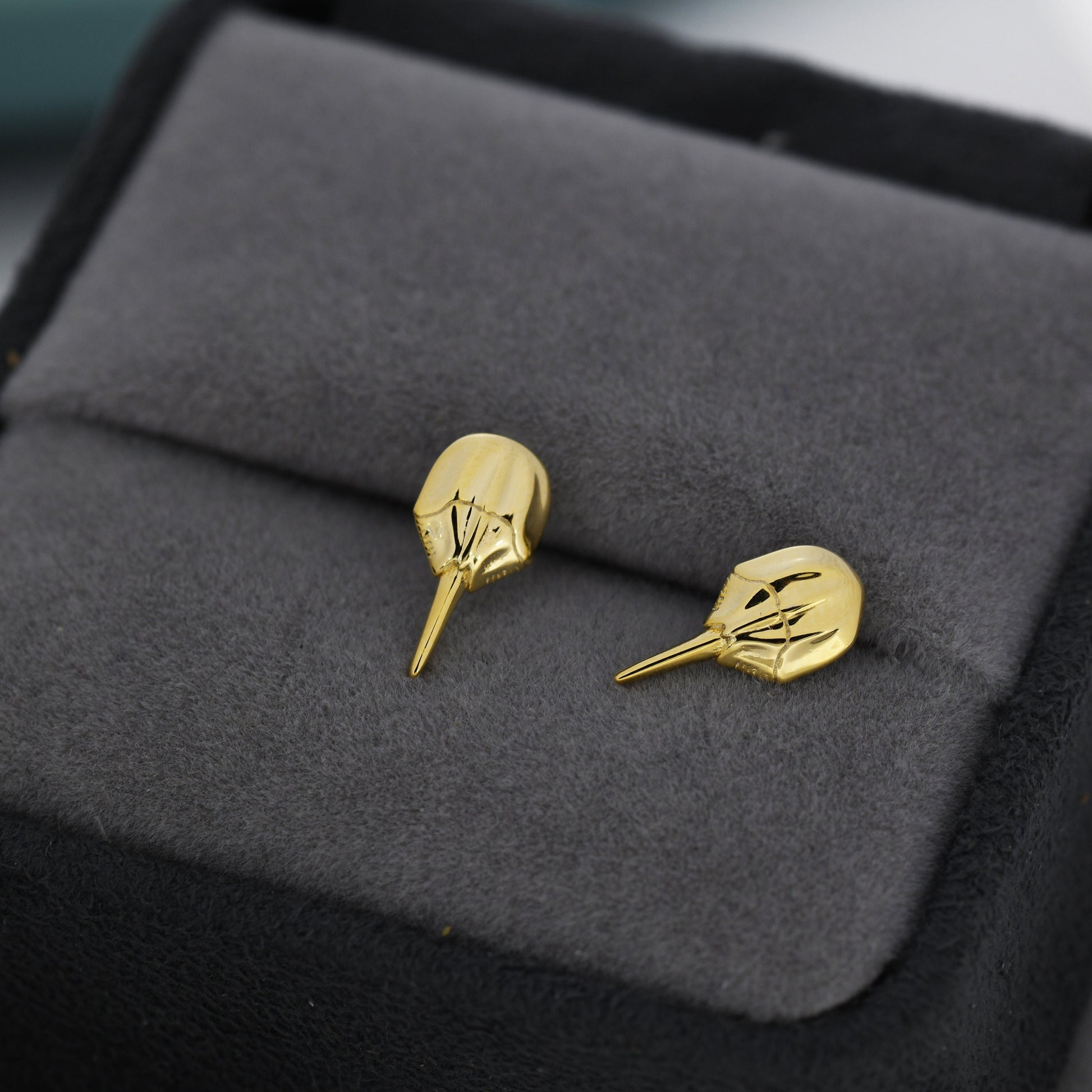 Horseshoe Crab Stud Earrings in Sterling Silver, Silver or Gold, Ocean Animal, Nature Inspired Animal Earrings