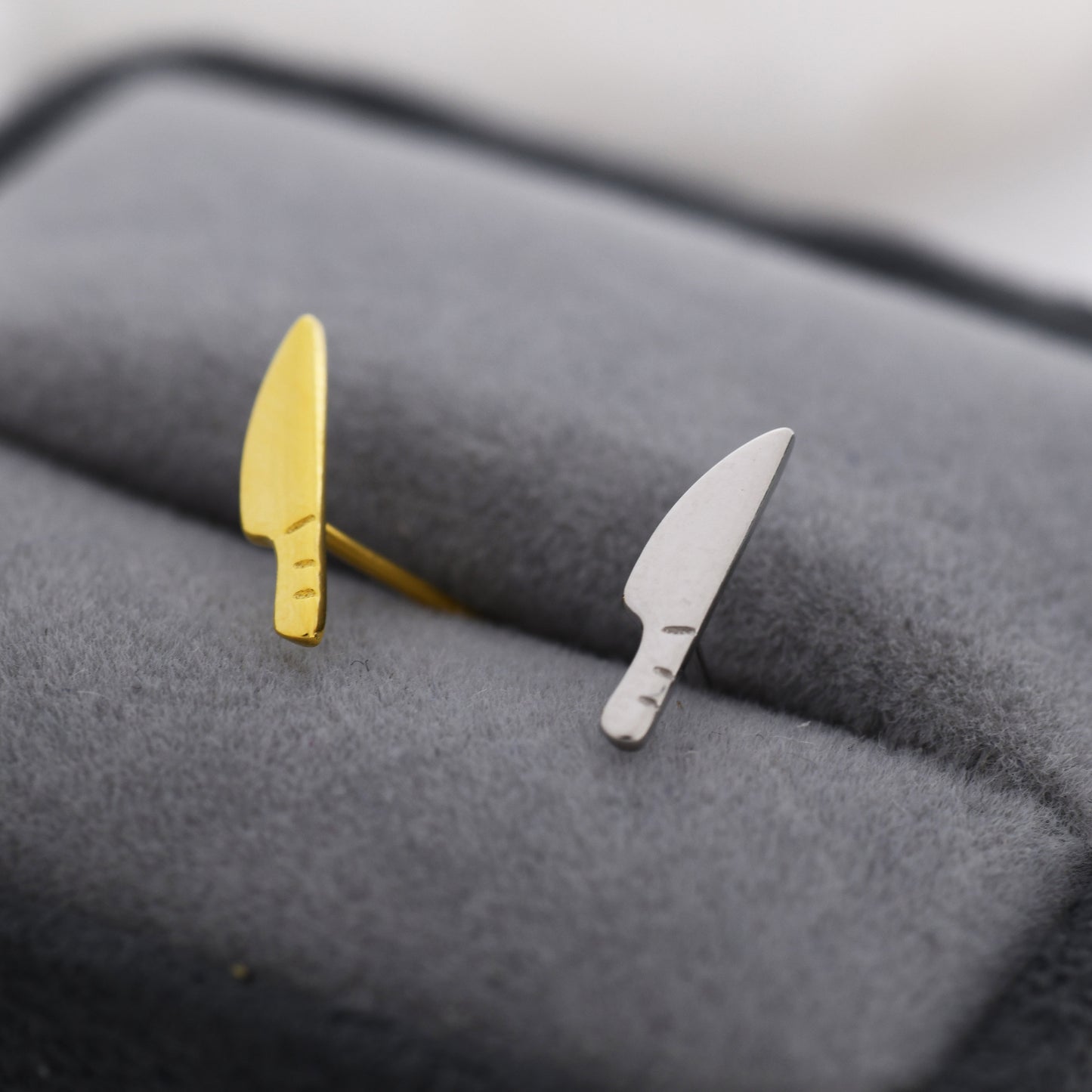 Tiny Knife Stud Earrings in Sterling Silver, Silver or Gold, Dagger Earrings, Fun and Quirky Earrings