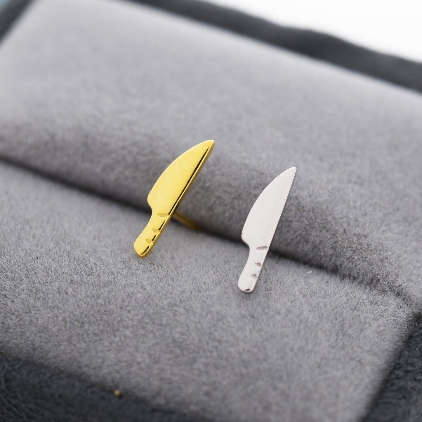 Tiny Knife Stud Earrings in Sterling Silver, Silver or Gold, Dagger Earrings, Fun and Quirky Earrings