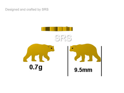 Brown Bear Stud Earrings in Sterling Silver, Silver or Gold, Nature Inspired, Fun and Quirky Earrings