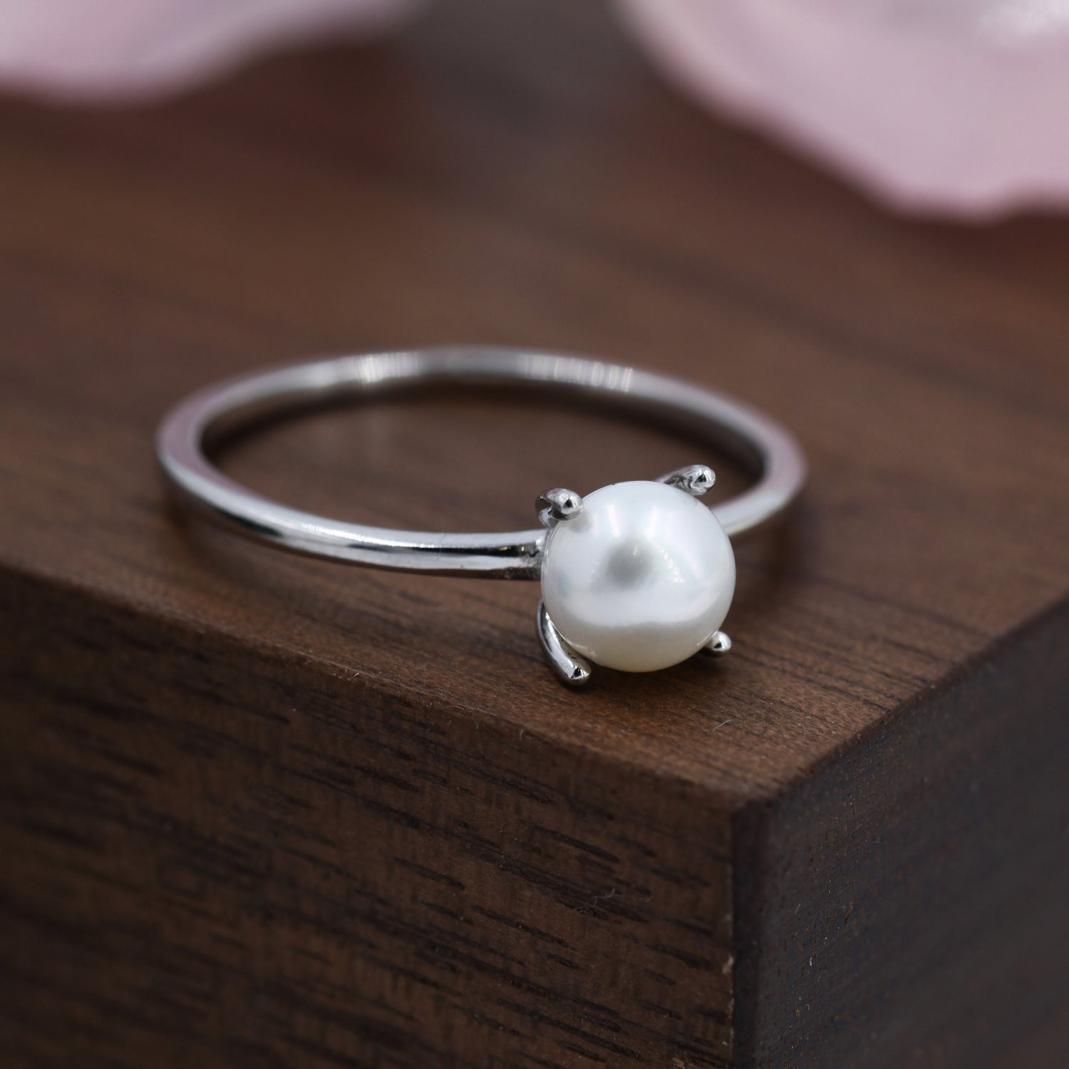 Minimalist Freshwater Pearl Gemstone Ring