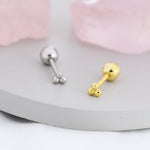 Extra Tiny Three Ball Barbell Earrings in Sterling Silver, Silver or Gold, Screw back Three Dot Earrings, Minimalist Piercing Jewellery