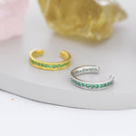 Emerald Green CZ Ear Cuff in Sterling Silver, Silver or Gold, Simple Piercing Free Earrings, Minimalist Ear Cuff,