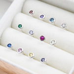 Sterling Silver Tiny Birthstone Stud Earrings, 4mm Birthstone CZ Earrings, Silver, Gold or Rose Gold, Stacking Earrings