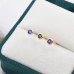 Sterling Silver Amethyst Purple Stud Earrings, 4mm February Birthstone CZ Earrings, Silver, Gold or Rose Gold, Stacking Earrings