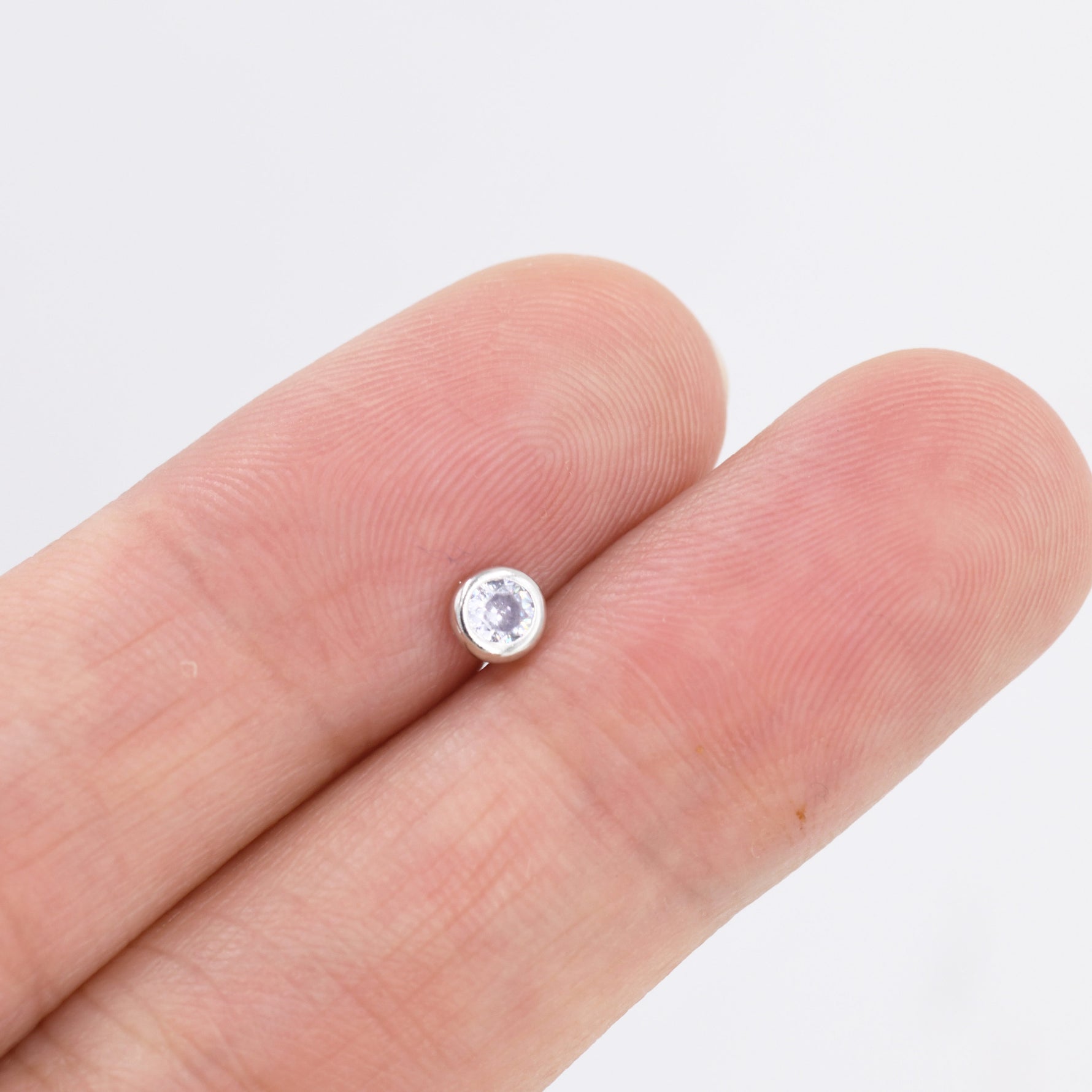 Sterling Silver Diamond CZ Stud Earrings, 4mm April Birthstone CZ Earrings, Silver, Gold or Rose Gold, Stacking Earrings