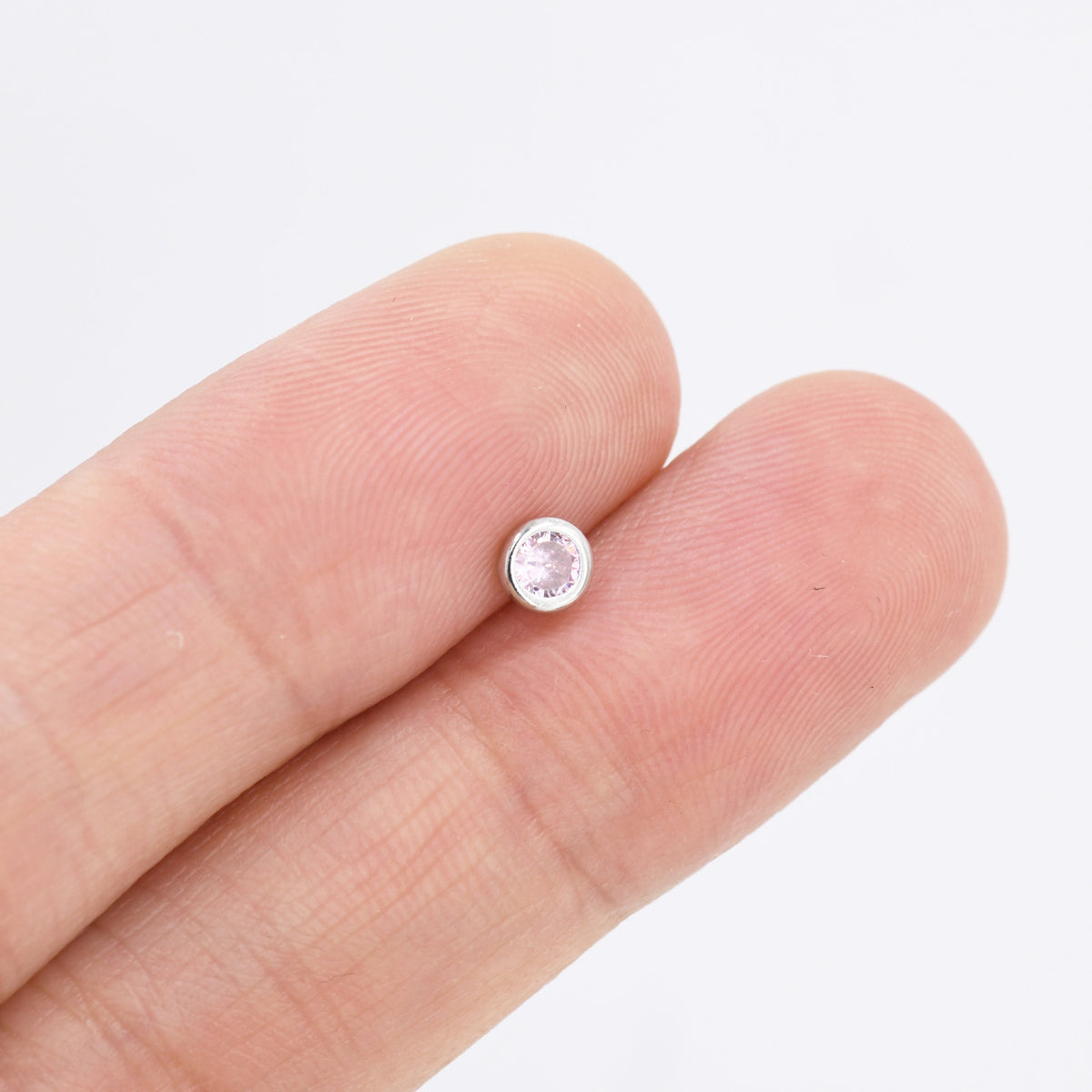 3mm Pink CZ Stud Earrings